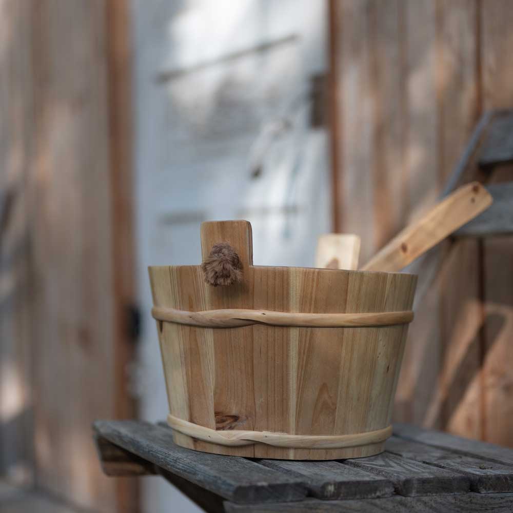 A sauna bucket.
