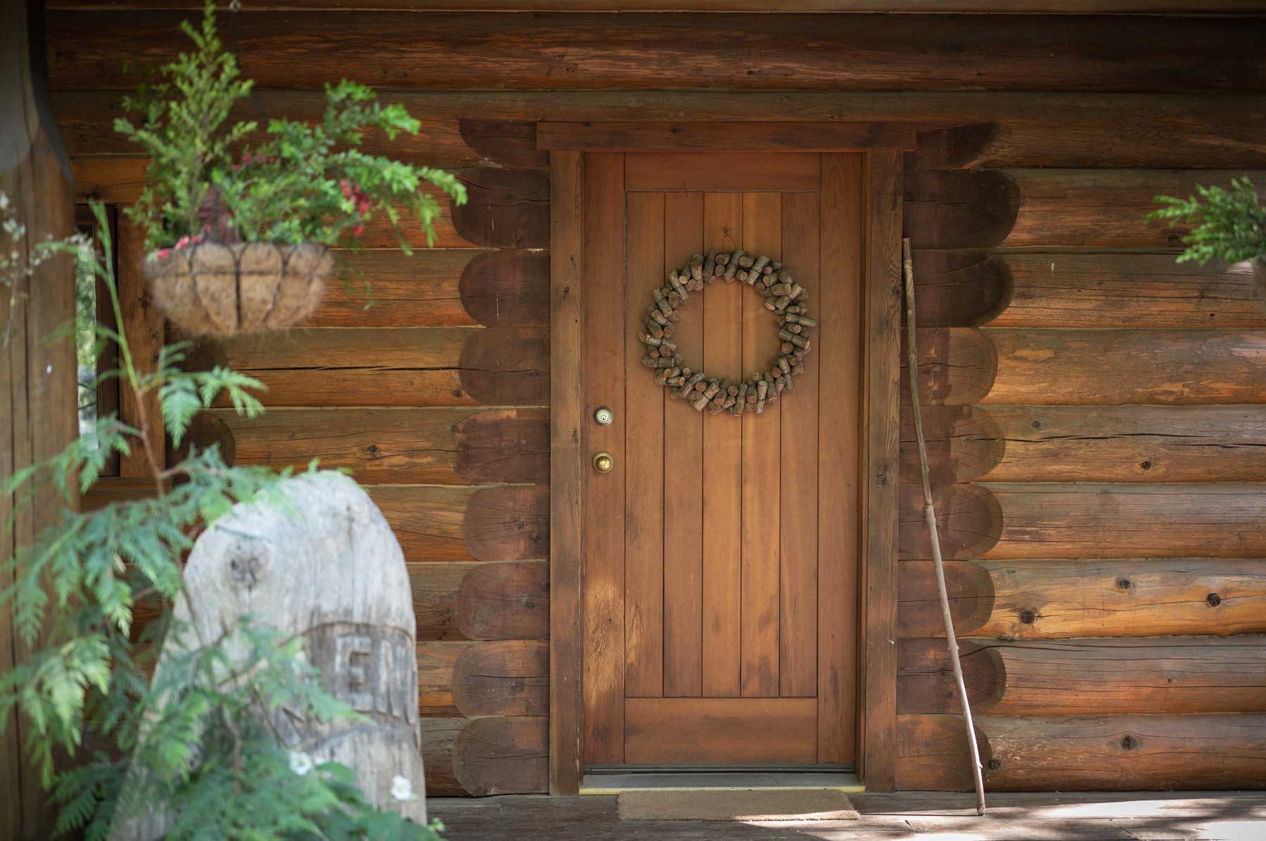 Larch Hills cabin front door