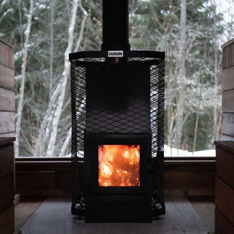 A wood fired sauna stove.