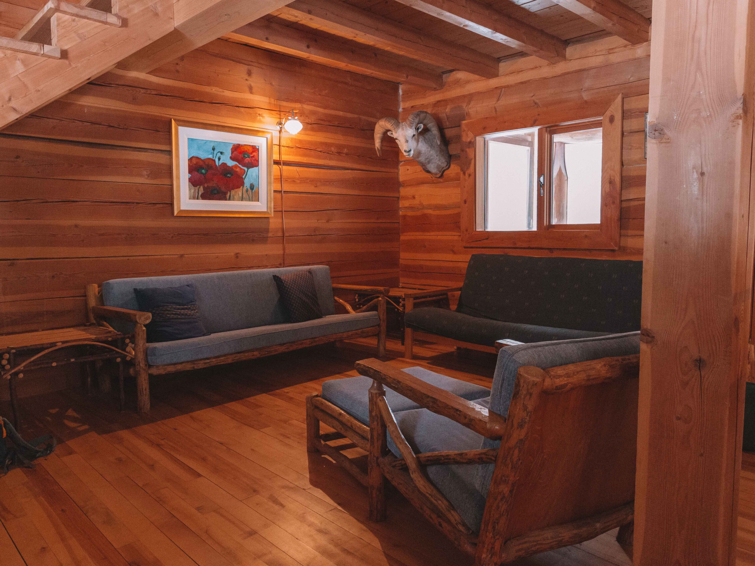 A log cabin lounge.