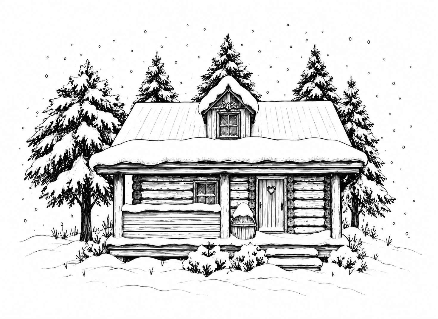 violet-cabin-at-tin-poppy-retreat-in-winter Winter illustration of Violet Cabin at Tin Poppy Retreat with its private wood-fired sauna in the Shuswap, BC.